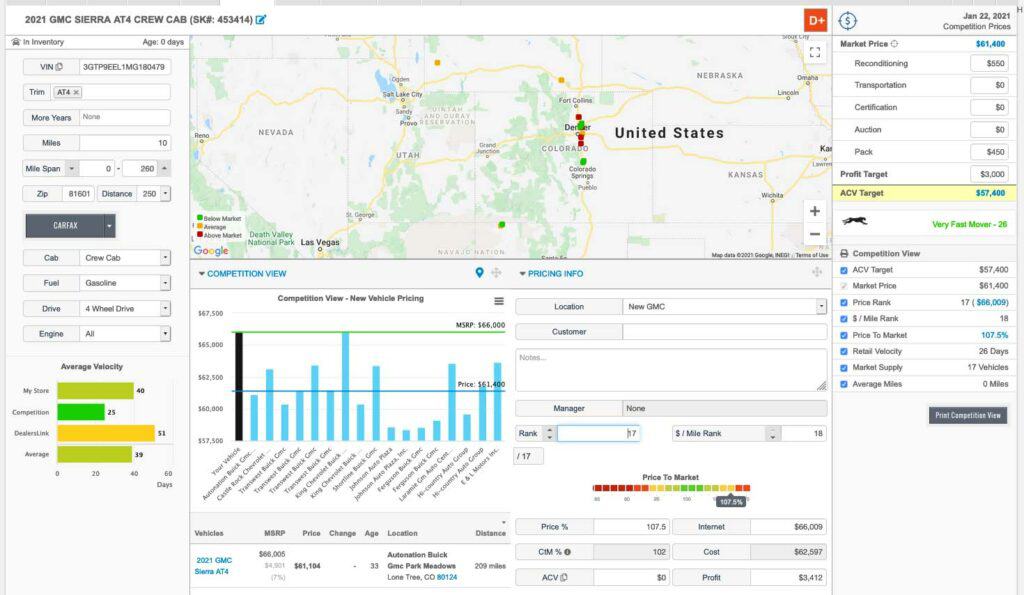 In conjunction with Pricing Heat Maps, Competition View MSRP provides unparalleled market transparency and competitive insight into regional new car markets so that dealers can optimize each sale.