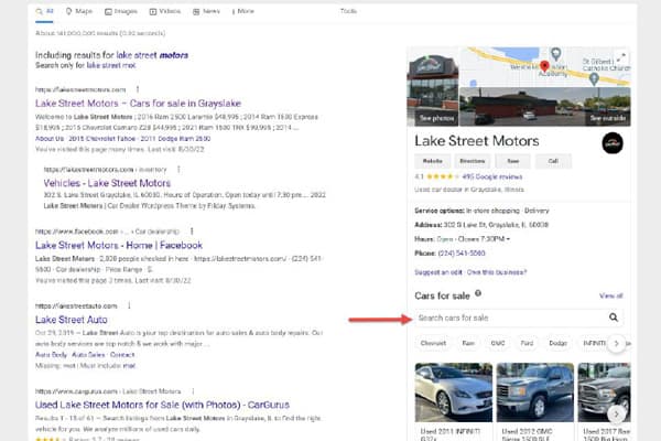 Google my listing inventory search