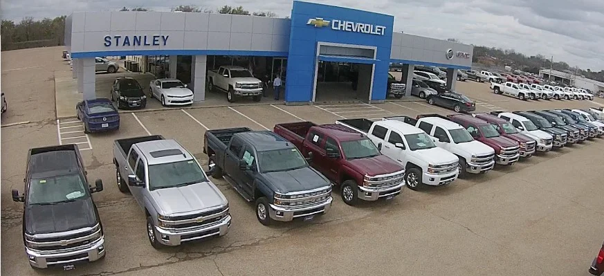 View of Stanley Chevrolet Dealership car lot