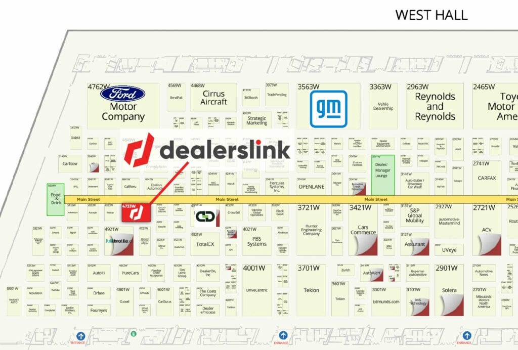 NADA Dealerslink Booth Placement map 2024
